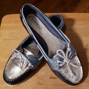 Sperry Top Sider Montauk Blue & Silver Boat Shoes